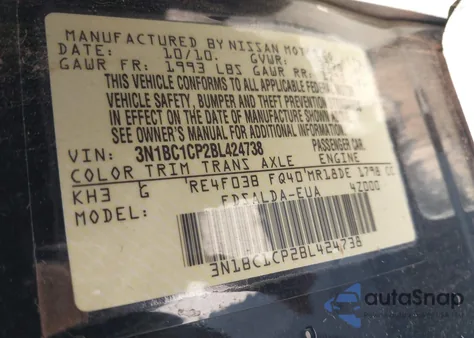 2011 Nissan Versa 1.8S from USA, damaged, VIN 3N1BC1CP2BL424738